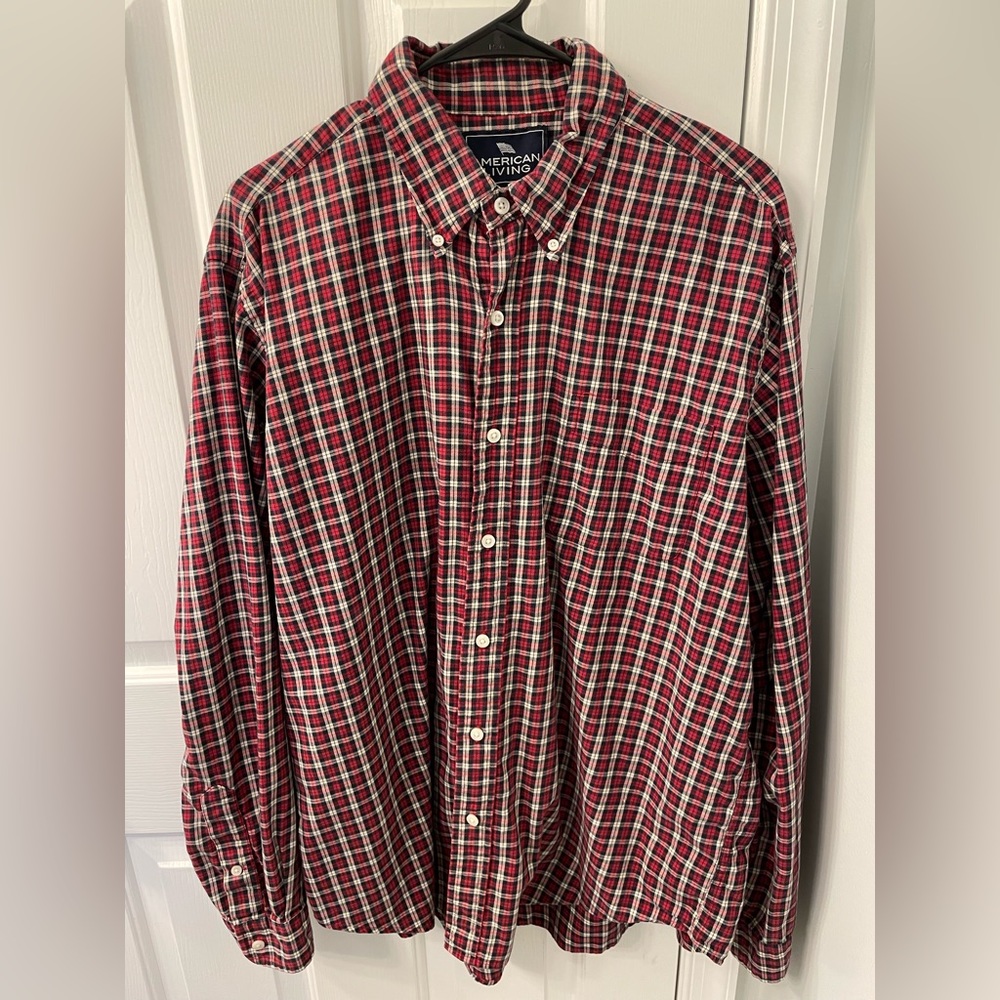 American Living Mens flannel look button up plaid